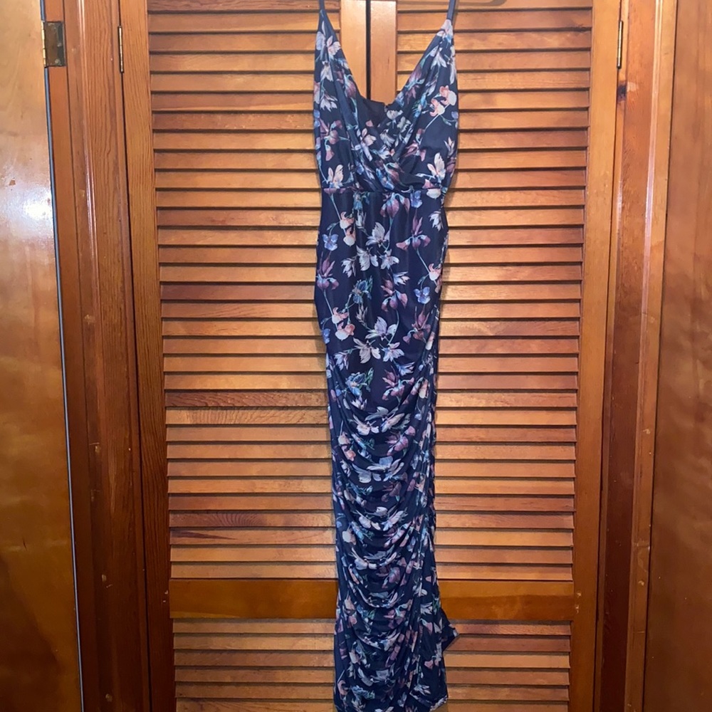 Long blue flower dress